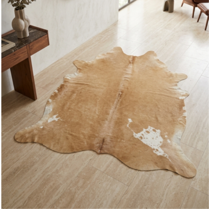195x175cm Orta Ebat Premium Kahve Beyaz Hakiki Dana Postu LNRDP001587