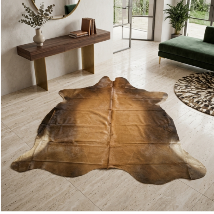 205x198cm Orta Ebat Premium Solid Kahve Hakiki Dana Postu LNRDP001588