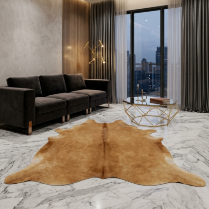 207x178cm Orta Ebat Premium Solid Krem Hakiki Dana Postu LNRDP001674 (024)