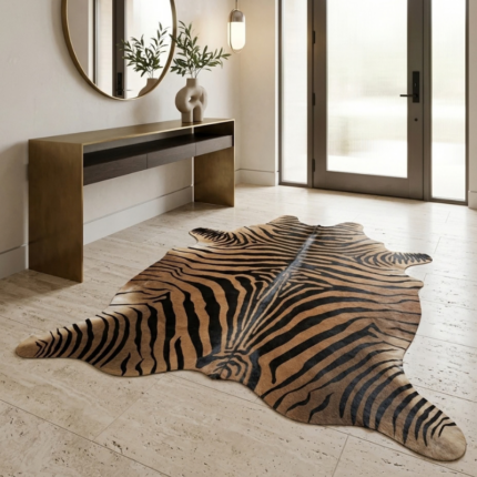 197x178cm Orta Ebat Premium Zebra Baskılı Hakiki Dana Postu LNRDP001654